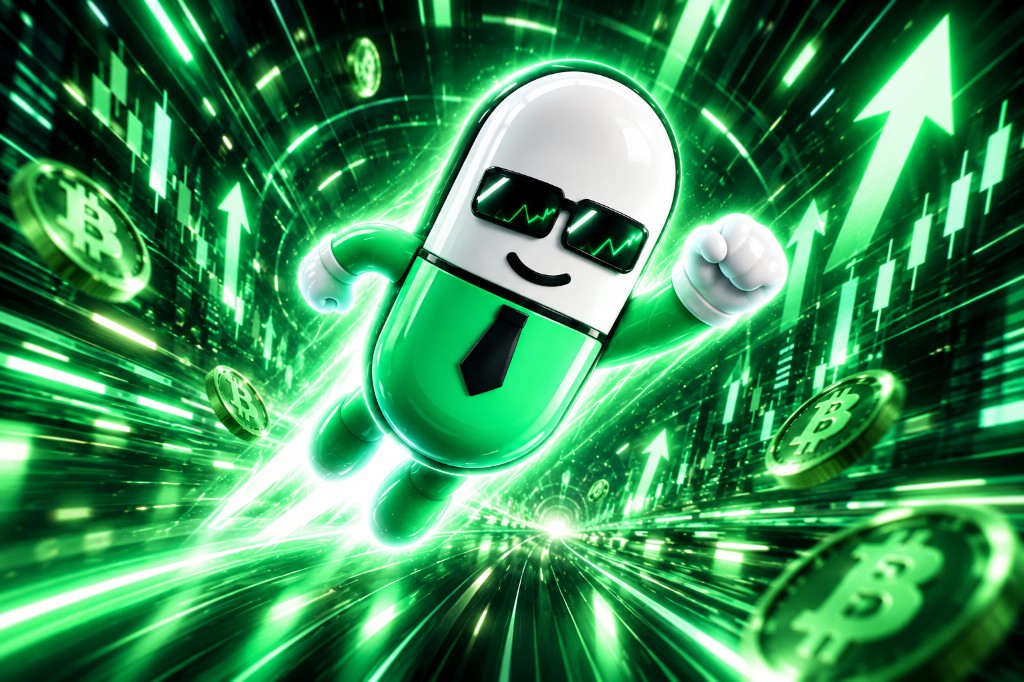 Capsule racing through green charts